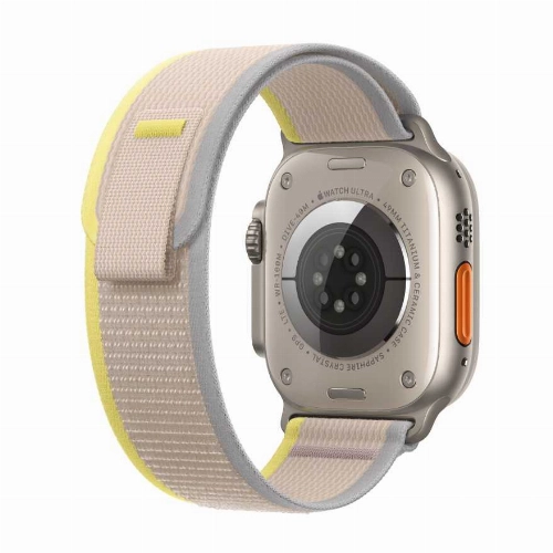 Apple Watch Ultra GPS + Cellular, 49 мм, корпус из титана, ремешок Trail желтого/бежевого цвета, размер S/M